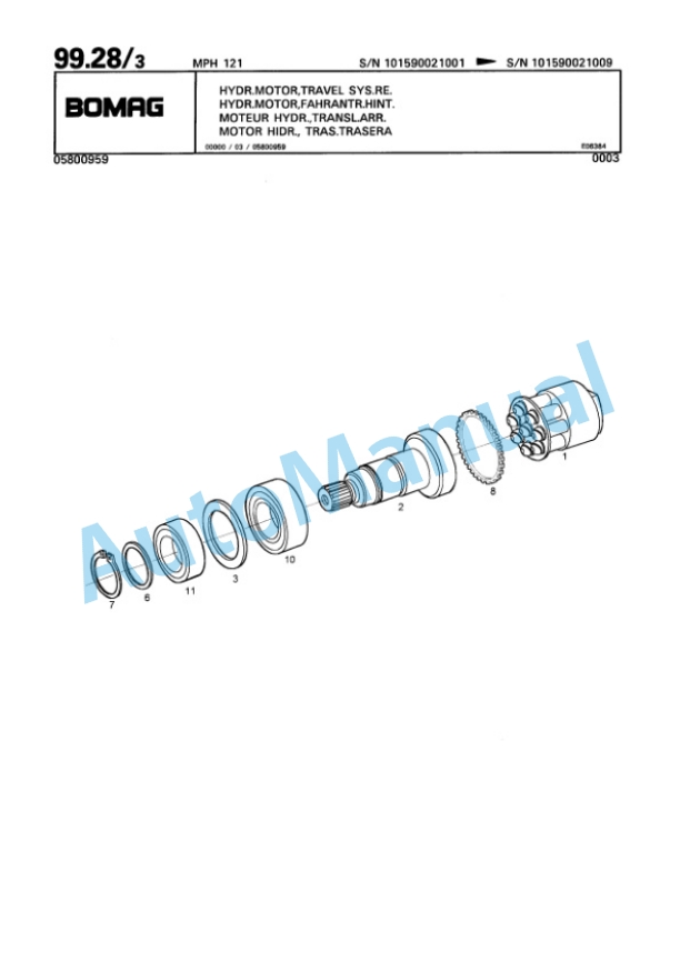 Bomag MPH 121 Soil Stabilizer - Asphalt Recycler Spare Parts Catalogue 00811433 4 Bomag MPH 121 Soil Stabilizer - Asphalt Recycler Spare Parts Catalogue 00811433-4