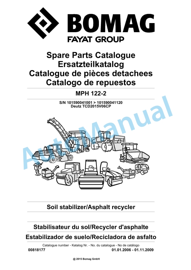 Bomag MPH 122-2 Soil Stabilizer - Asphalt Recycler Spare Parts Catalogue 00818177