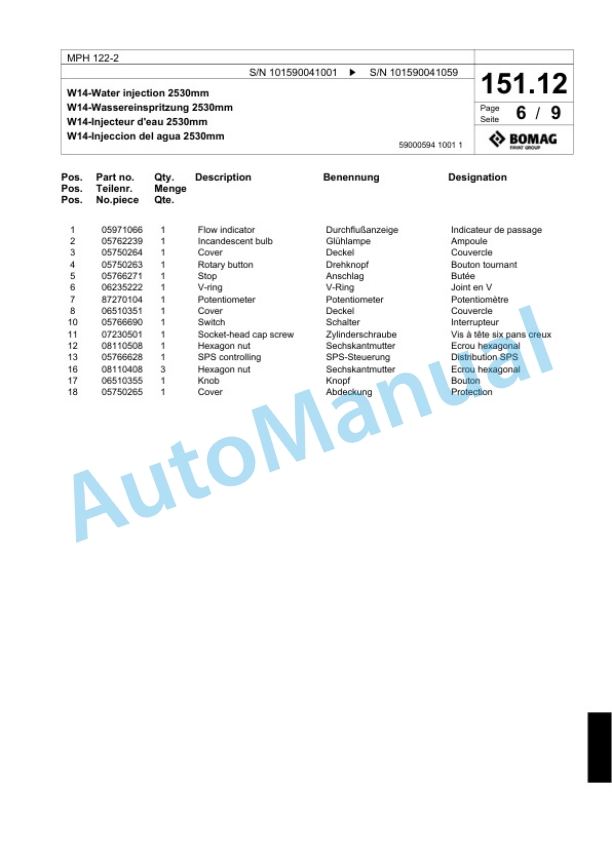 Bomag MPH 122-2 Soil Stabilizer - Asphalt Recycler Spare Parts Catalogue 00818177 5 Bomag MPH 122-2 Soil Stabilizer - Asphalt Recycler Spare Parts Catalogue 00818177-5