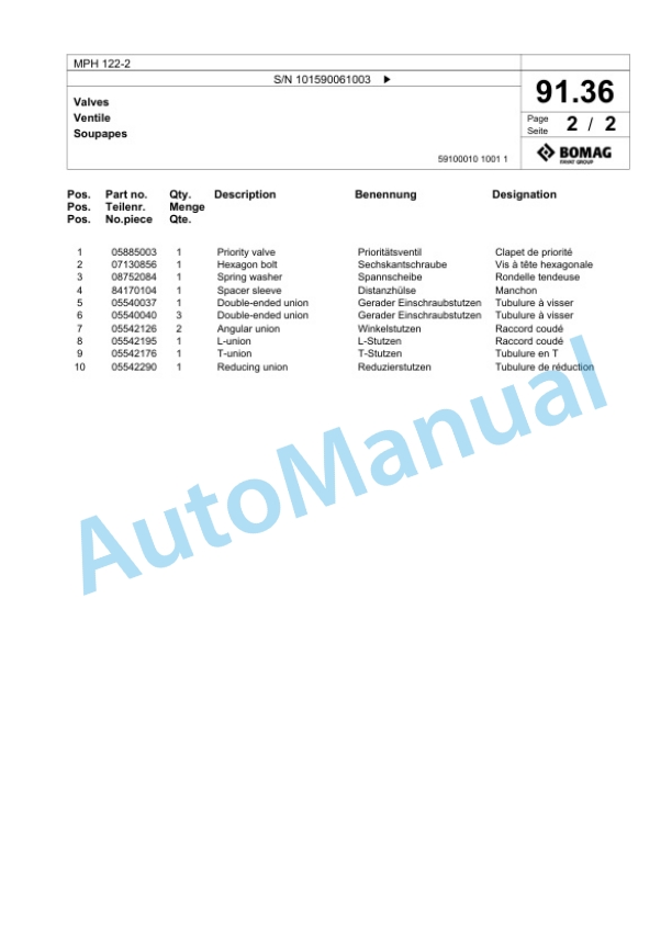 Bomag MPH 122-2 Soil Stabilizer - Asphalt Recycler Spare Parts Catalogue 00818727 2 Bomag MPH 122-2 Soil Stabilizer - Asphalt Recycler Spare Parts Catalogue 00818727-2