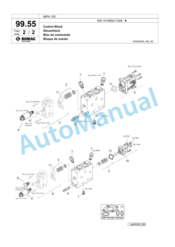 Bomag MPH 125 Soil Stabilizer - Asphalt Recycler Spare Parts Catalogue 00818681 2 Bomag MPH 125 Soil Stabilizer - Asphalt Recycler Spare Parts Catalogue 00818681-2