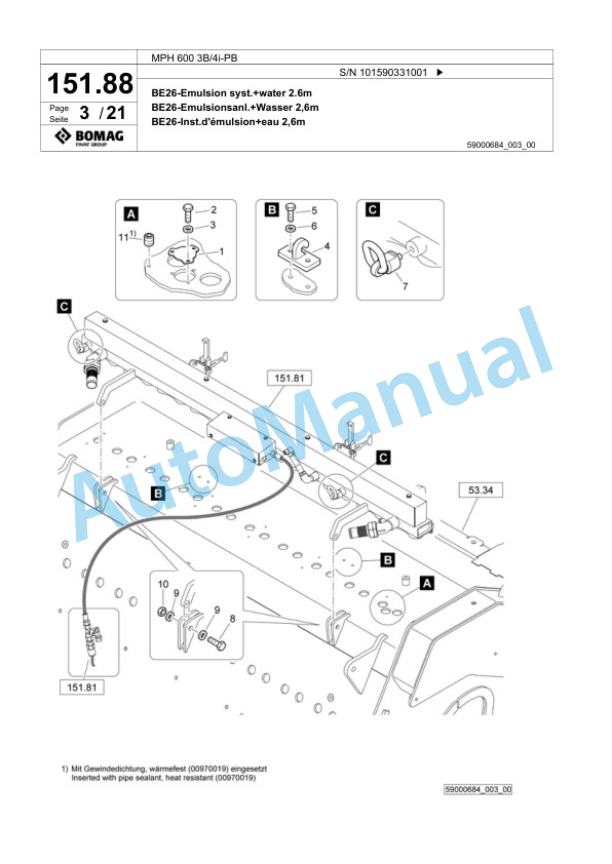 Bomag MPH 600 3B-4i-PB Soil Stabilizer - Asphalt Recycler Spare Parts Catalogue 00824645 4 Bomag MPH 600 3B-4i-PB Soil Stabilizer - Asphalt Recycler Spare Parts Catalogue 00824645-4
