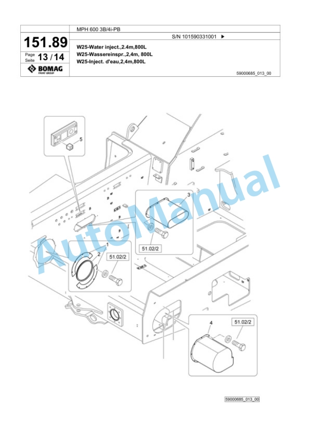 Bomag MPH 600 3B-4i-PB Soil Stabilizer - Asphalt Recycler Spare Parts Catalogue 00824645 5 Bomag MPH 600 3B-4i-PB Soil Stabilizer - Asphalt Recycler Spare Parts Catalogue 00824645-5
