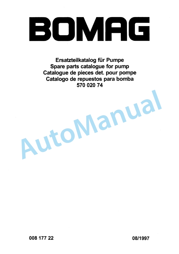 Bomag Pump Spare Parts Catalogue 00817722