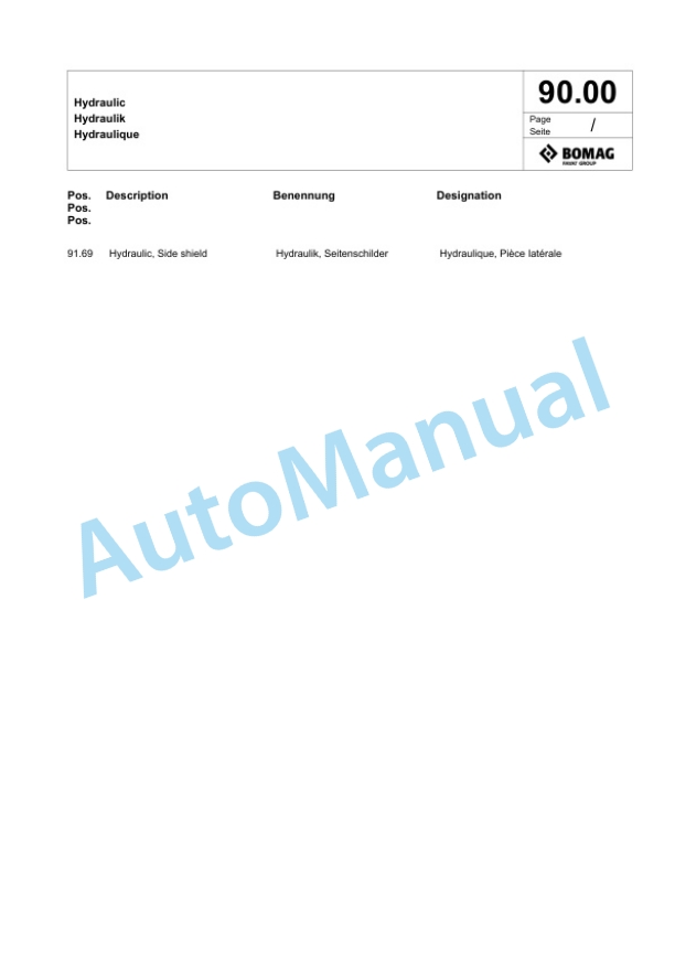 Bomag RS 300 Tractor-Towed Stabilizier Spare Parts Catalogue 00826621 3 Bomag RS 300 Tractor-Towed Stabilizier Spare Parts Catalogue 00826621-3