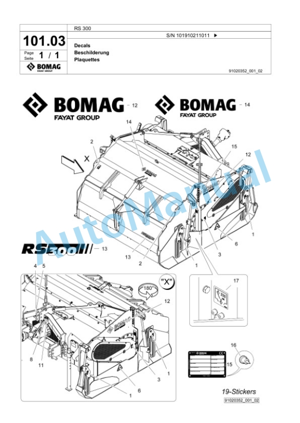 Bomag RS 300 Tractor-Towed Stabilizier Spare Parts Catalogue 00826621 4 Bomag RS 300 Tractor-Towed Stabilizier Spare Parts Catalogue 00826621-4