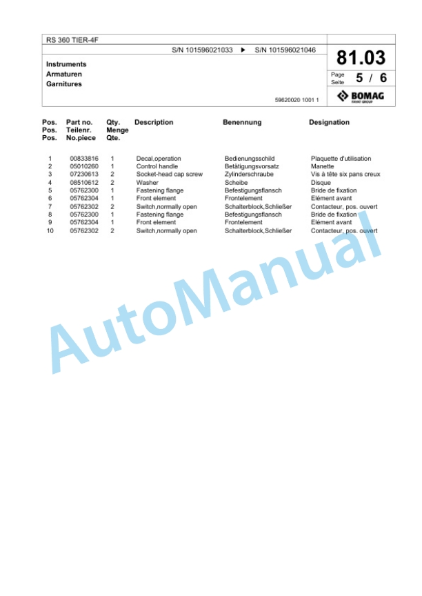 Bomag RS 360 TIER-4F Soil Stabilizer - Asphalt Recycler Spare Parts Catalogue 00825055 2 Bomag RS 360 TIER-4F Soil Stabilizer - Asphalt Recycler Spare Parts Catalogue 00825055-2