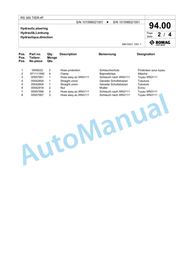 Bomag RS 360 TIER-4F Soil Stabilizer - Asphalt Recycler Spare Parts Catalogue 00825055 3 Bomag RS 360 TIER-4F Soil Stabilizer - Asphalt Recycler Spare Parts Catalogue 00825055-3