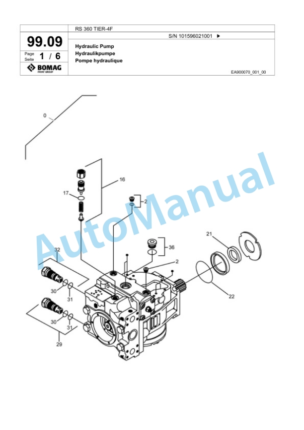 Bomag RS 360 TIER-4F Soil Stabilizer - Asphalt Recycler Spare Parts Catalogue 00825055 4 Bomag RS 360 TIER-4F Soil Stabilizer - Asphalt Recycler Spare Parts Catalogue 00825055-4