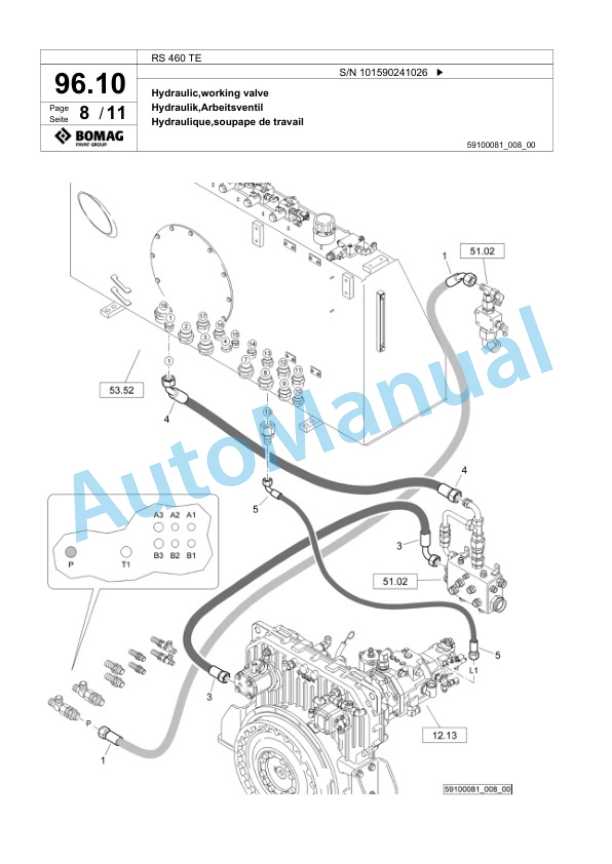 Bomag RS 460 TE Soil Stabilizer - Asphalt Recycler Spare Parts Catalogue 00825833 3 Bomag RS 460 TE Soil Stabilizer - Asphalt Recycler Spare Parts Catalogue 00825833-3