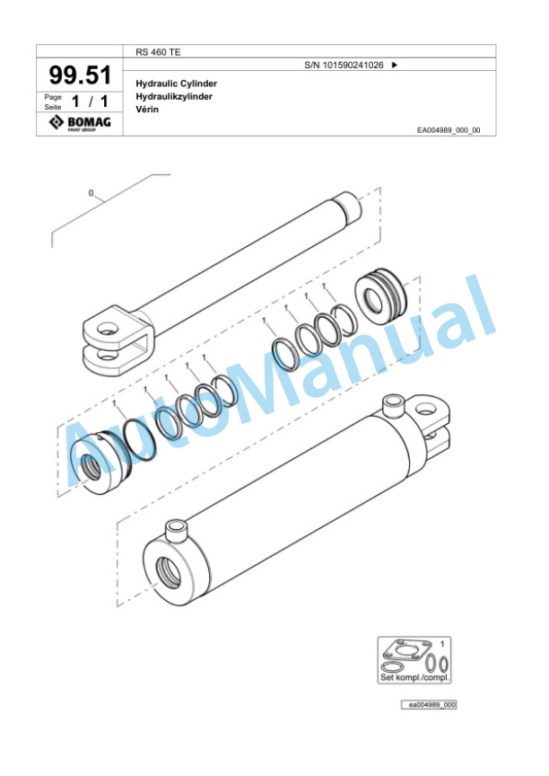Bomag RS 460 TE Soil Stabilizer - Asphalt Recycler Spare Parts Catalogue 00825833 4 Bomag RS 460 TE Soil Stabilizer - Asphalt Recycler Spare Parts Catalogue 00825833-4