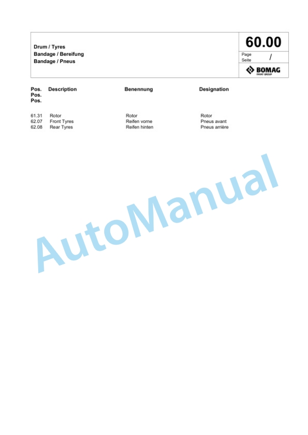 Bomag RS 460 Tier 3A Soil Stabilizer - Asphalt Recycler Spare Parts Catalogue 00824807 2 Bomag RS 460 Tier 3A Soil Stabilizer - Asphalt Recycler Spare Parts Catalogue 00824807-2
