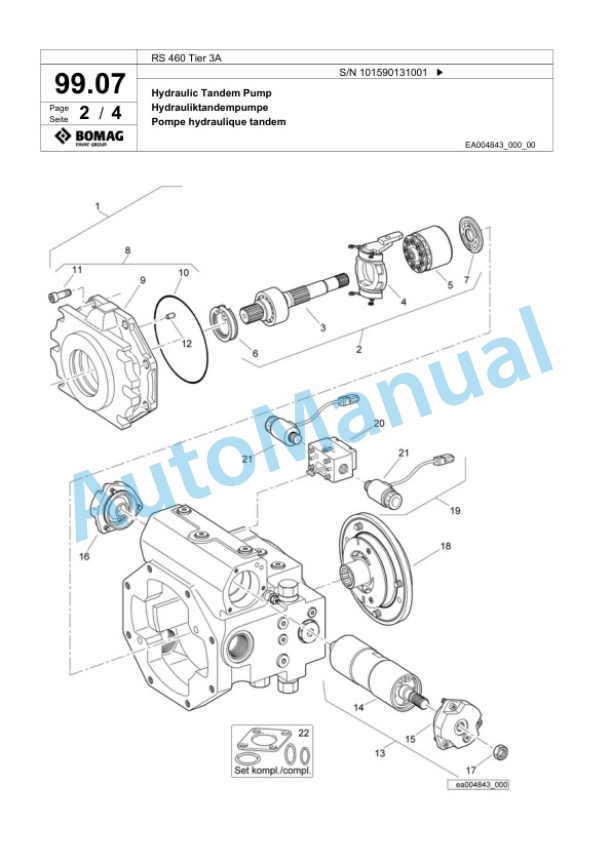 Bomag RS 460 Tier 3A Soil Stabilizer - Asphalt Recycler Spare Parts Catalogue 00824807 4 Bomag RS 460 Tier 3A Soil Stabilizer - Asphalt Recycler Spare Parts Catalogue 00824807-4