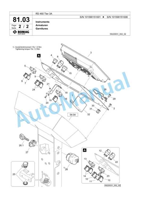Bomag RS 460 Tier 3A Soil Stabilizer - Asphalt Recycler Spare Parts Catalogue 00825187 2 Bomag RS 460 Tier 3A Soil Stabilizer - Asphalt Recycler Spare Parts Catalogue 00825187-2