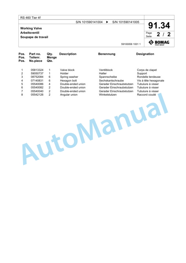 Bomag RS 460 Tier 4f Soil Stabilizer - Asphalt Recycler Spare Parts Catalogue 00824809 3 Bomag RS 460 Tier 4f Soil Stabilizer - Asphalt Recycler Spare Parts Catalogue 00824809-3