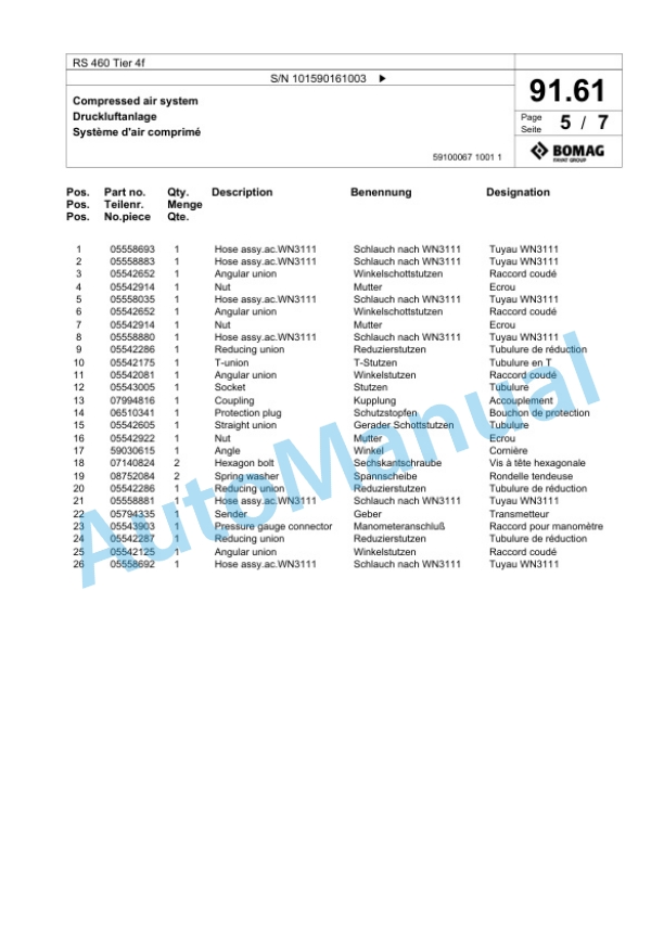 Bomag RS 460 Tier 4f Soil Stabilizer - Asphalt Recycler Spare Parts Catalogue 00825189 3 Bomag RS 460 Tier 4f Soil Stabilizer - Asphalt Recycler Spare Parts Catalogue 00825189-3