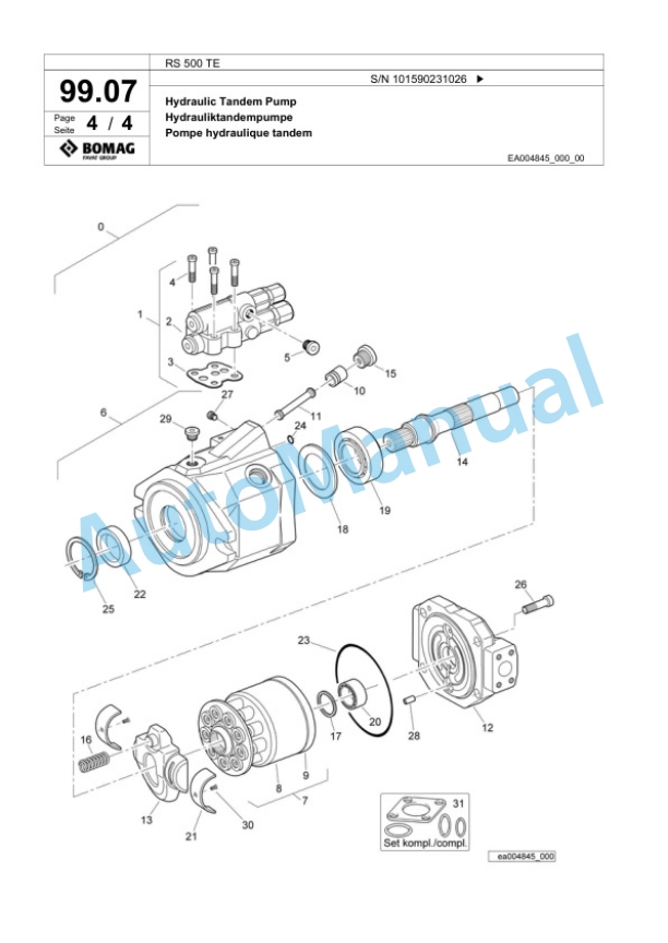 Bomag RS 500 TE Soil Stabilizer - Asphalt Recycler Spare Parts Catalogue 00825835 4 Bomag RS 500 TE Soil Stabilizer - Asphalt Recycler Spare Parts Catalogue 00825835-4