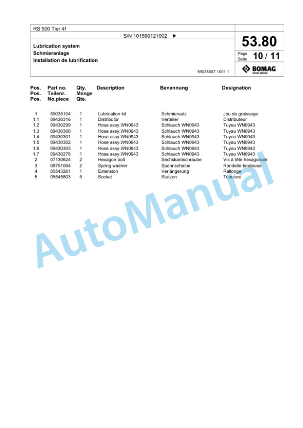 Bomag RS 500 Tier 4f Soil Stabilizer - Asphalt Recycler Spare Parts Catalogue 00824755 2 Bomag RS 500 Tier 4f Soil Stabilizer - Asphalt Recycler Spare Parts Catalogue 00824755-2
