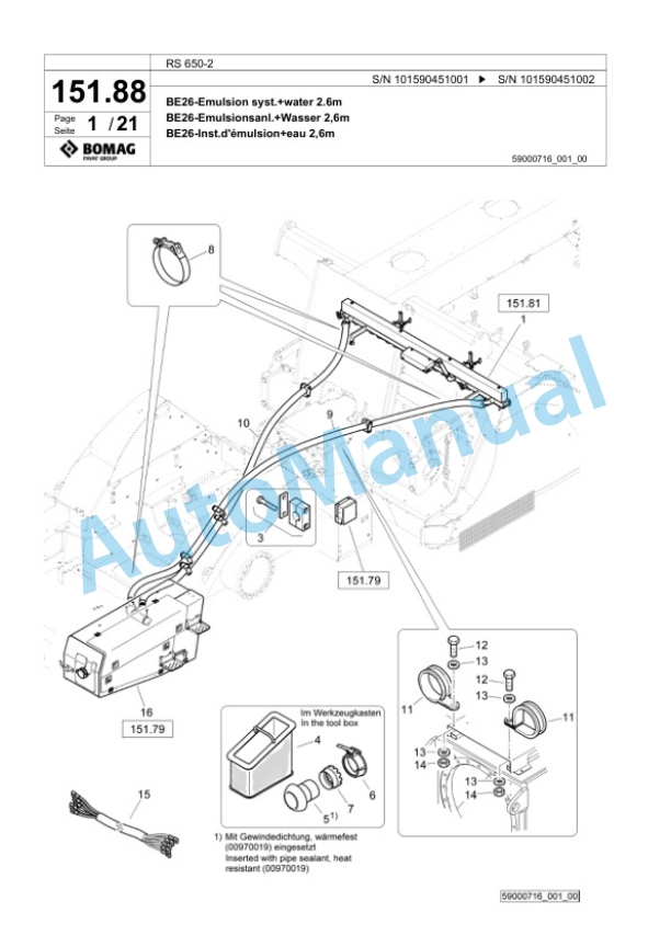 Bomag RS 650-2 Soil Stabilizier - Asphalt Recycler Spare Parts Catalogue 00826673 4 Bomag RS 650-2 Soil Stabilizier - Asphalt Recycler Spare Parts Catalogue 00826673-4