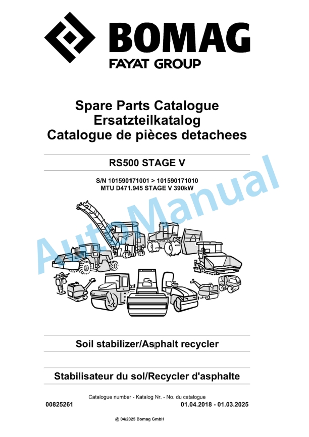 Bomag RS500 STAGE V Soil Stabilizer - Asphalt Recycler Spare Parts Catalogue 00825261