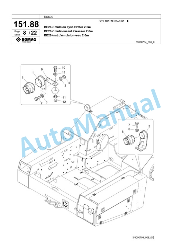 Bomag RS600 Soil Stabilizer - Asphalt Recycler Spare Parts Catalogue 00825147 4 Bomag RS600 Soil Stabilizer - Asphalt Recycler Spare Parts Catalogue 00825147-4