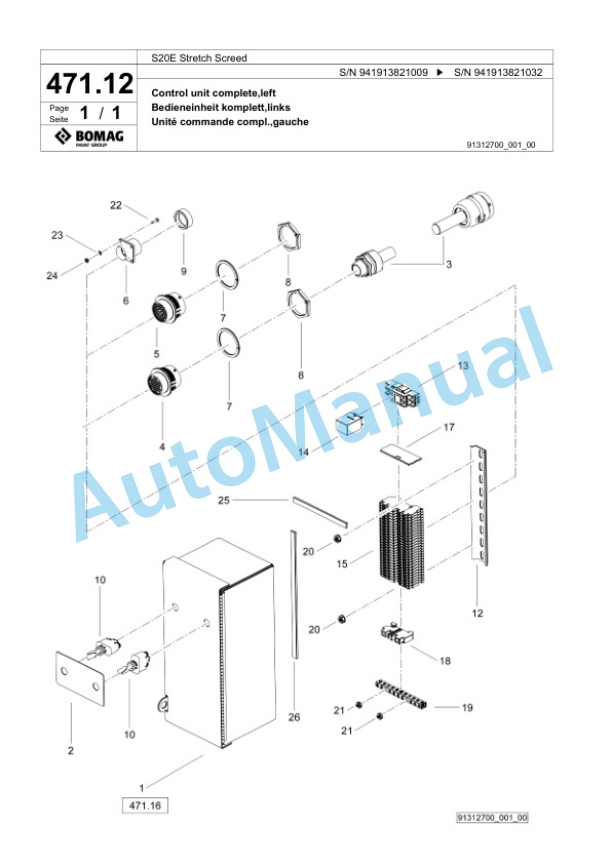 Bomag S20E Stretch Screed Spare Parts Catalogue 00825951 3 Bomag S20E Stretch Screed Spare Parts Catalogue 00825951-3