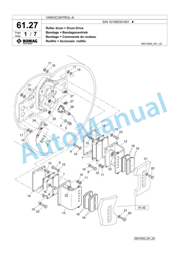 Bomag VARIOCONTROL-4i Single Drum Wheel Drive Vibratory Roller Spare Parts Catalogue 00824681 2 Bomag VARIOCONTROL-4i Single Drum Wheel Drive Vibratory Roller Spare Parts Catalogue 00824681-2