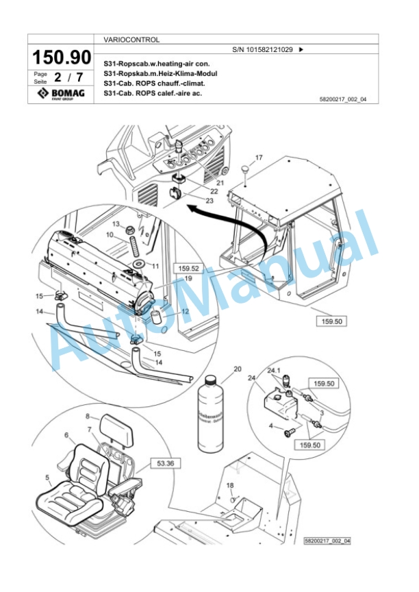 Bomag VARIOCONTROL Single Drum Wheel Drive Vibratory Roller Spare Parts Catalogue 00824151 5 Bomag VARIOCONTROL Single Drum Wheel Drive Vibratory Roller Spare Parts Catalogue 00824151-5
