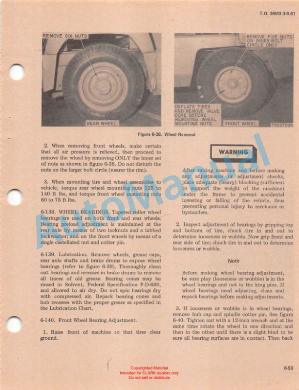 Clark 2342469 Tractor, Wheeled Technical Manual T.O. 36M3-3-8-61 5 Clark 2342469 Tractor, Wheeled Technical Manual T.O. 36M3-3-8-61-5