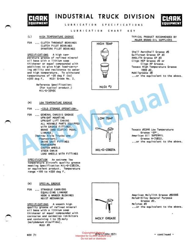 Clark 512 Van Carrier Planned Maintenance and Adjustment Procedures Manual PM-261 2 Clark 512 Van Carrier Planned Maintenance and Adjustment Procedures Manual PM-261-2