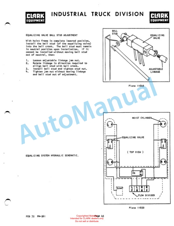 Clark 512 Van Carrier Planned Maintenance and Adjustment Procedures Manual PM-261 5 Clark 512 Van Carrier Planned Maintenance and Adjustment Procedures Manual PM-261-5