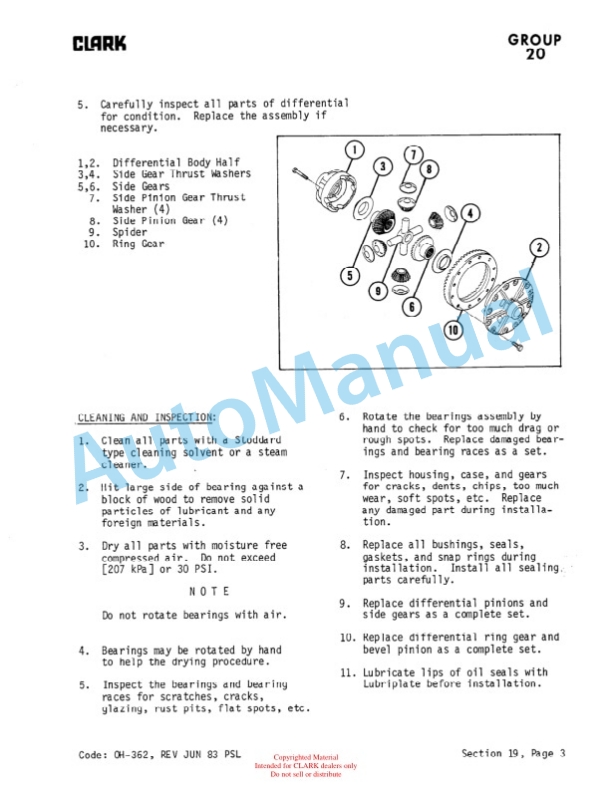Clark 685, Y685 Gas and Diesel Overhaul Manual OH-539 4 Clark 685, Y685 Gas and Diesel Overhaul Manual OH-539-4