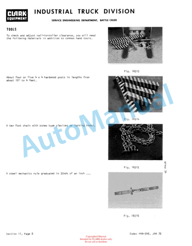 Clark 915 Perkins Gas Planned Maintenance and Adjustment Procedures Manual PMA-544 5 Clark 915 Perkins Gas Planned Maintenance and Adjustment Procedures Manual PMA-544-5