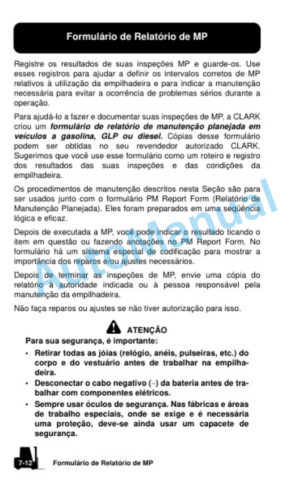 Clark C 15-35 D, L, G, C 15-32 C L, G, C 40-55s D, L, C 60-80 D, C 60-75 L Operator Manual OM-663 4 Clark C 15-35 D, L, G, C 15-32 C L, G, C 40-55s D, L, C 60-80 D, C 60-75 L Operator Manual OM-663-4