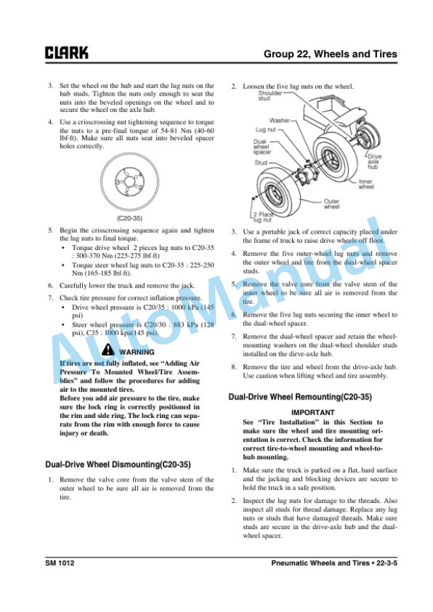 Clark C 20 D, C 25 D, C 30 D, C 35 D Service Manual SM-1012 5 Clark C 20 D, C 25 D, C 30 D, C 35 D Service Manual SM-1012 - Image 5