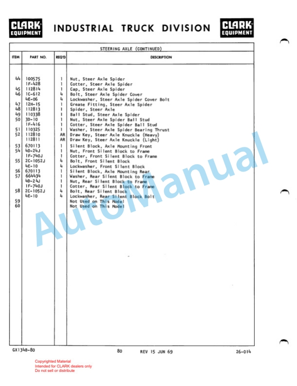 Clark C 60 B Truck, Lift. Fork, Gasoline Powered Technical Manual GX 134B5 2 Clark C 60 B Truck, Lift. Fork, Gasoline Powered Technical Manual GX 134B5-2