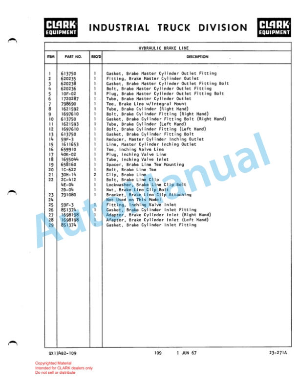 Clark C 60 B Truck, Lift. Fork, Gasoline Powered Technical Manual GX 134B5 3 Clark C 60 B Truck, Lift. Fork, Gasoline Powered Technical Manual GX 134B5-3
