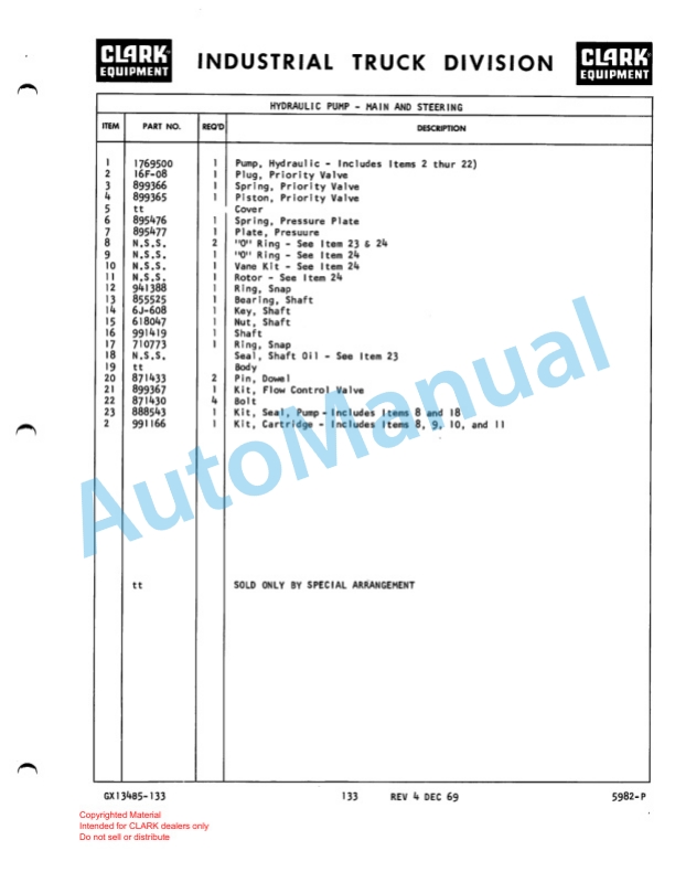 Clark C 60 B Truck, Lift. Fork, Gasoline Powered Technical Manual GX 134B7 5 Clark C 60 B Truck, Lift. Fork, Gasoline Powered Technical Manual GX 134B7-5