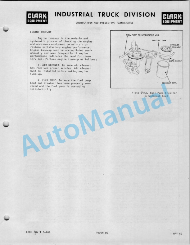 Clark C-60 Operator Maintenance Parts Manual O-205 2 Clark C-60 Operator Maintenance Parts Manual O-205-2