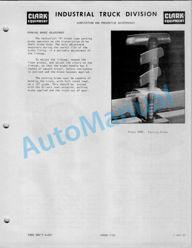 Clark C-60 Operator Maintenance Parts Manual O-205 3 Clark C-60 Operator Maintenance Parts Manual O-205-3