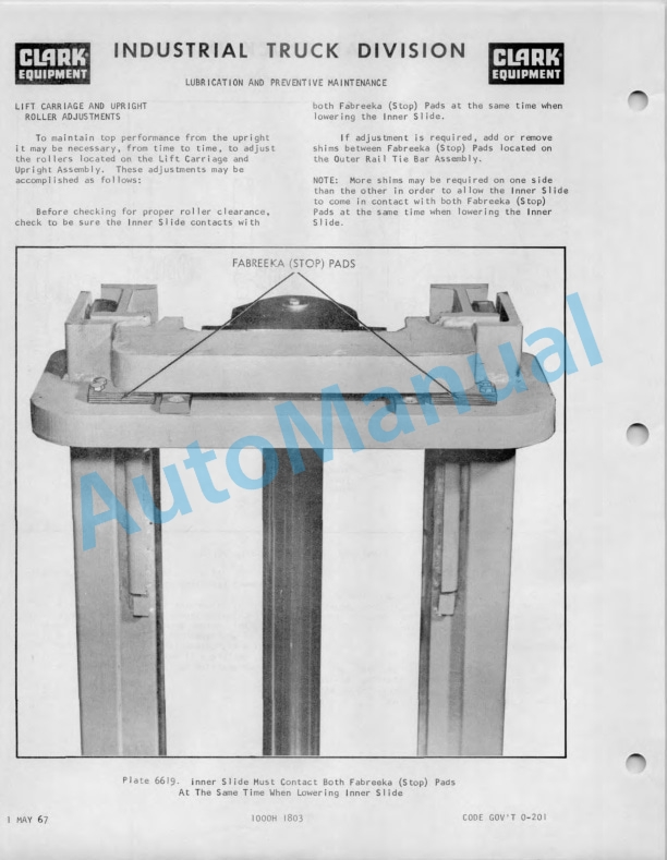 Clark C-60 Operator Maintenance Parts Manual O-205 4 Clark C-60 Operator Maintenance Parts Manual O-205-4