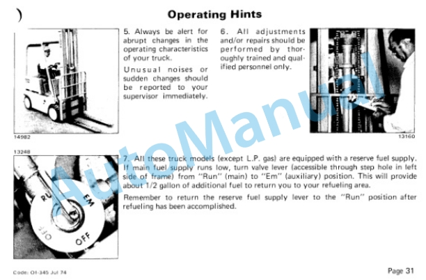 Clark C300 40-50 Operator Instruction Manual OI-345 4 Clark C300 40-50 Operator Instruction Manual OI-345-4