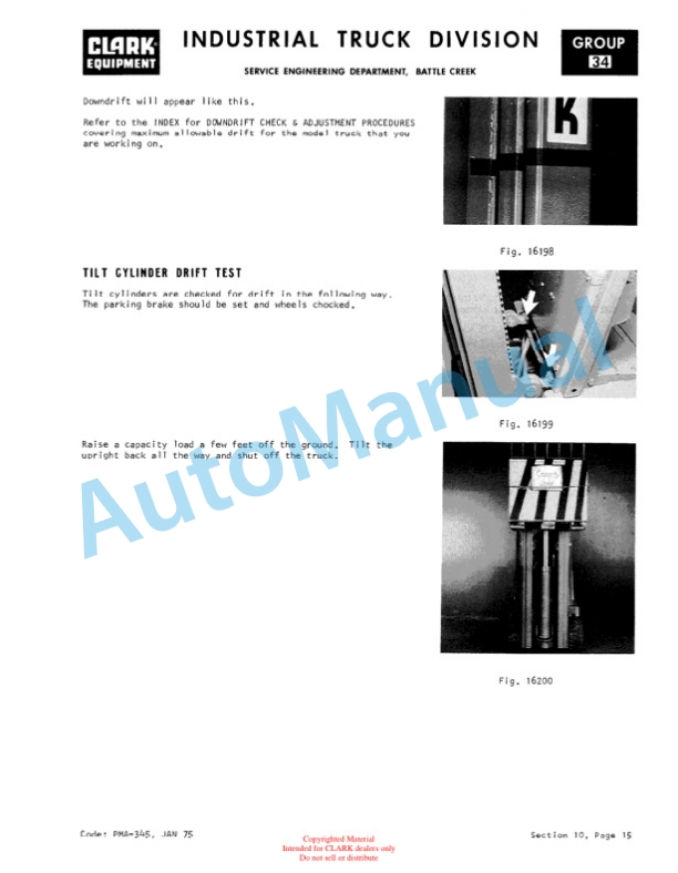 Clark C300 Gas, Y466 Planned Maintenance and Adjustment Procedures Manual PMA-389 3 Clark C300 Gas, Y466 Planned Maintenance and Adjustment Procedures Manual PMA-389-3