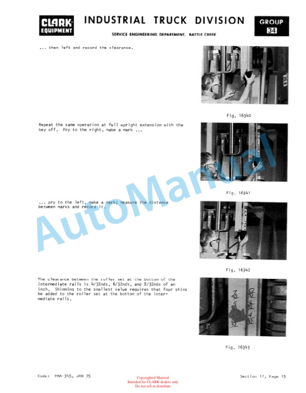 Clark C300 Gas, Y466 Planned Maintenance and Adjustment Procedures Manual PMA-389 5 Clark C300 Gas, Y466 Planned Maintenance and Adjustment Procedures Manual PMA-389-5