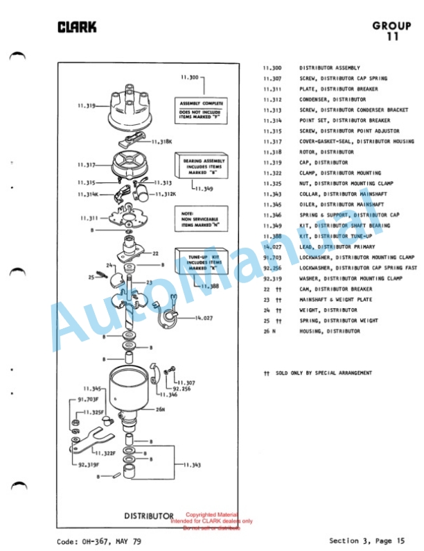 Clark C300Y40 Gas and LPG Powered Overhaul Instructions OH-389 2 Clark C300Y40 Gas and LPG Powered Overhaul Instructions OH-389-2