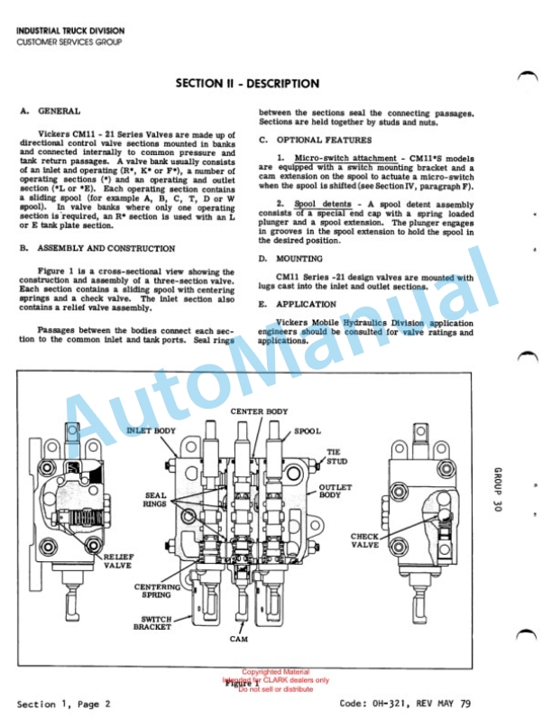 Clark C300Y40 Gas and LPG Powered Overhaul Instructions OH-389 5 Clark C300Y40 Gas and LPG Powered Overhaul Instructions OH-389-5
