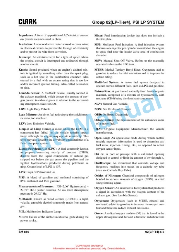 Clark C40, 45, 50s, 55s D, C40, 45, 50s, 55s L Service Manual SM-810 3 Clark C40, 45, 50s, 55s D, C40, 45, 50s, 55s L Service Manual SM-810 - Image 3