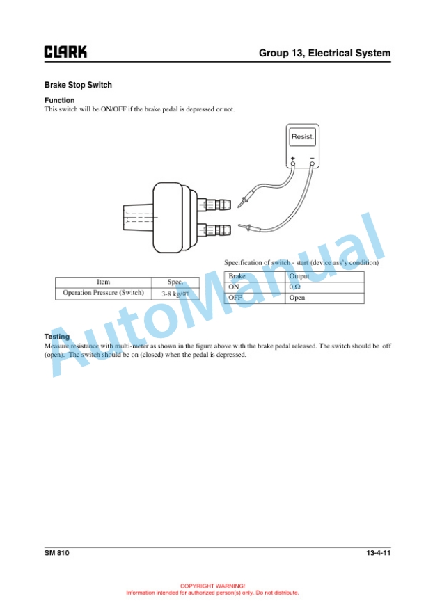 Clark C40, 45, 50s, 55s D, C40, 45, 50s, 55s L Service Manual SM-810 4 Clark C40, 45, 50s, 55s D, C40, 45, 50s, 55s L Service Manual SM-810 - Image 4