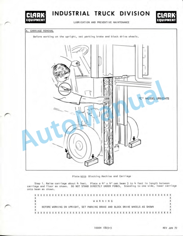 Clark C500 100-200 D, C500 Y100-150 D Operator Manual O-299 4 Clark C500 100-200 D, C500 Y100-150 D Operator Manual O-299-4