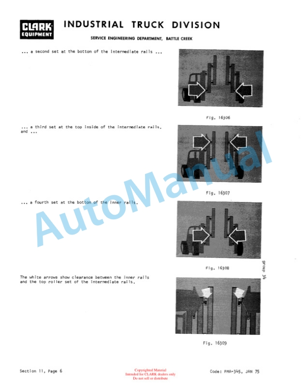 Clark C500 160, C500 300 Planned Maintenance and Adjustment Procedures Manual PMA-354 4 Clark C500 160, C500 300 Planned Maintenance and Adjustment Procedures Manual PMA-354-4